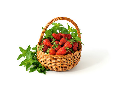 篮子里的草莓摄影照片_篮子里的草莓