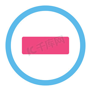 减去扁平的粉色和蓝色圆形光栅图标