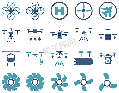 空中无人机和四轴飞行器工具图标