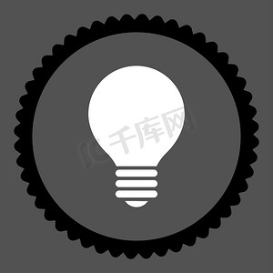 电灯泡平面黑白颜色圆形邮票图标