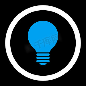 电灯泡平面蓝色和白色圆形光栅图标