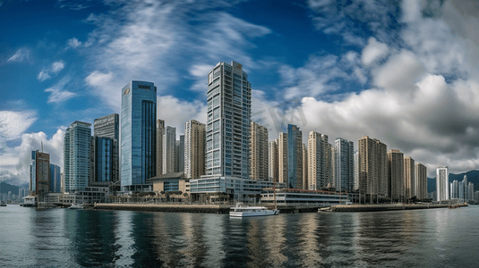 外贸交易摄影照片_香港维多利亚港湾