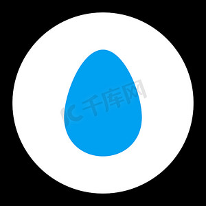鸡蛋平蓝色和白色颜色圆形按钮