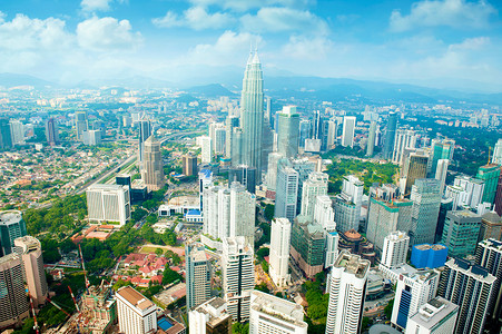 白天吉隆坡城市天际线鸟瞰图