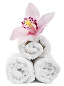 毛巾和花隔离