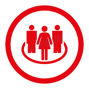 社会扁平红色圆形字形图标