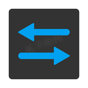 箭头交换水平平面蓝色和灰色圆形按钮
