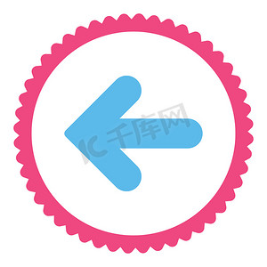 箭头左平粉色和蓝色圆形邮票图标