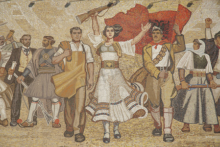 阿尔巴尼亚地拉那阿尔巴尼亚民族主义壁画
