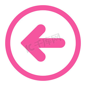 箭头左平粉红色圆形光栅图标