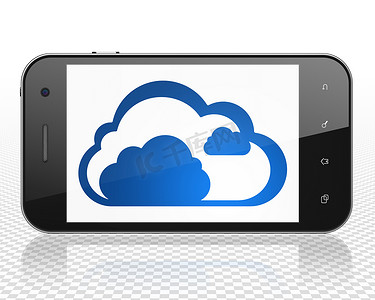 云网络概念：智能手机显示屏上的云