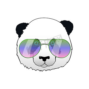 戴着太阳镜的手绘熊猫。