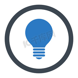 电灯泡平面光滑蓝色圆形光栅图标