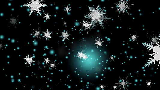 圣诞节和平安夜的雪花飘落的冰雪尘埃颗粒元素