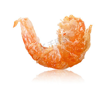鸡虾干锅摄影照片_在白色隔绝的干虾。