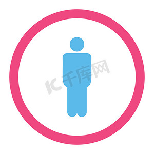 用户图标扁平摄影照片_男人扁平的粉色和蓝色圆形光栅图标