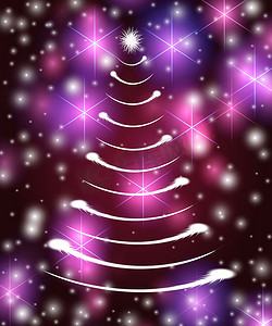 紫色的雪花摄影照片_紫色的白色圣诞树
