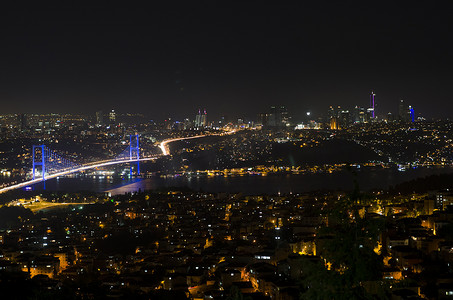 博斯普鲁斯大桥摄影照片博斯普鲁斯海峡大桥夜景