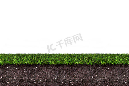 绿草与白色土壤，3d 渲染