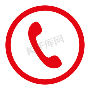 电话平面红色圆形光栅图标