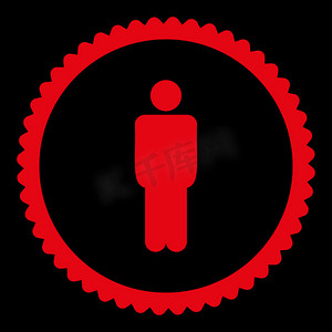 男人平红色圆形邮票图标