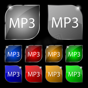 标签格式摄影照片_Mp3 音乐格式标志图标。
