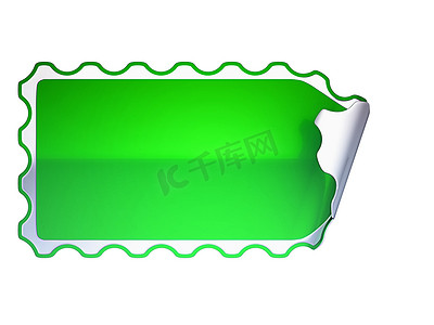 白色的绿色锯齿状标签或贴纸