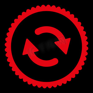 刷新平面红色圆形邮票图标