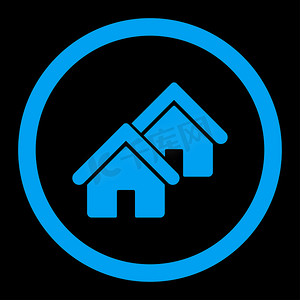房地产平面蓝色圆形字形图标