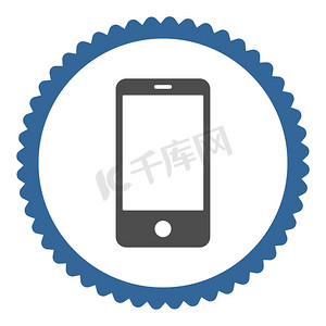 app扁平图标摄影照片_智能手机扁平钴和灰色圆形邮票图标