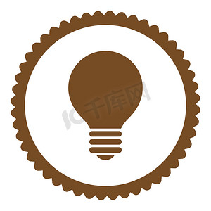 电灯泡平棕色圆形邮票图标