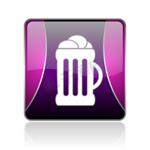 啤酒紫方形 web 光泽图标