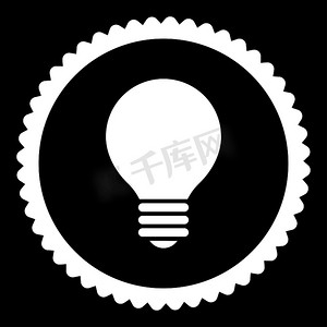 电灯泡平面白色圆形邮票图标