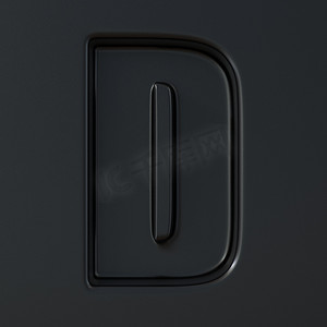 黑色雕刻字体 Letter D 3D