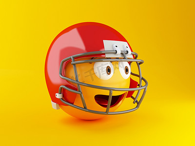 带美式橄榄球头盔的 3d 表情符号