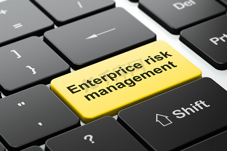 财务概念： 计算机键盘背景上的企业风险管理