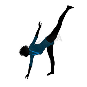 女性非洲裔美国体操运动员插图剪影