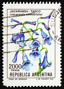 邮票阿根廷 1982 年蓝色蓝花楹，亚热带树
