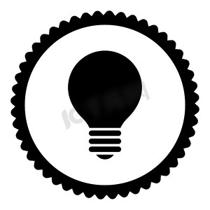 电灯泡扁平黑色圆形邮票图标