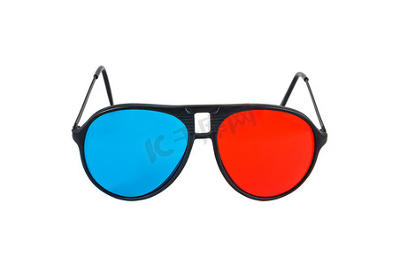 孤立的红色和蓝色 3D 眼镜
