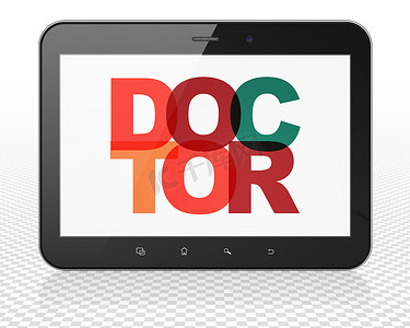 医疗保健概念： Tablet Pc 计算机显示器上的医生