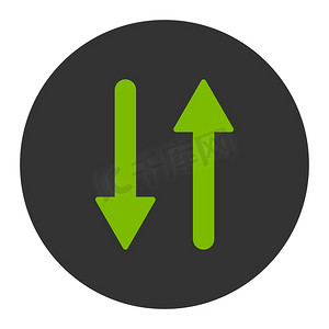 箭头交换垂直平面生态绿色和灰色圆形按钮