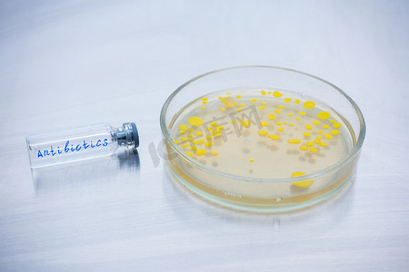抑制摄影照片_抑制细菌生长的抗生素。