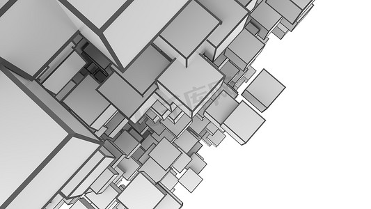 灰色调的立方体背景的抽象形象