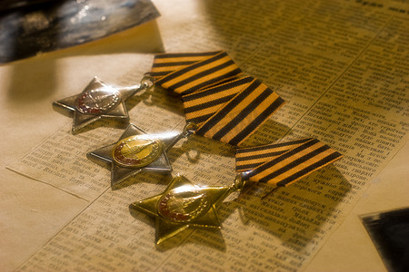 军事弹药摄影照片_苏联战争勋章