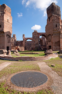 Caracalla calidarium 浴场废墟垂直罗马-意大利