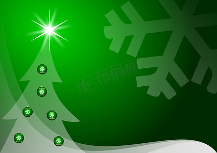 绿色圣诞装饰与圣诞树