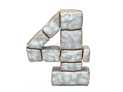 岩石砌体字体 4 号 4 3D