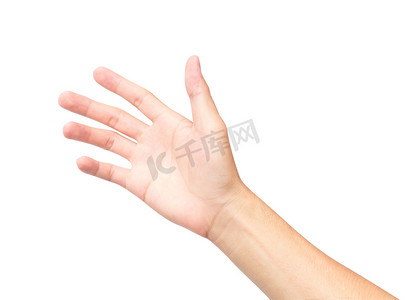 人类的皮肤摄影照片_白色背景上的手掌与剪切路径