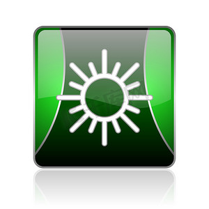 绿色大气摄影照片_太阳黑色和绿色方形 web 光泽图标
